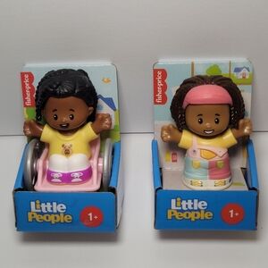 NEW Fisher Price Little People African American Girl Set of 2 Toys